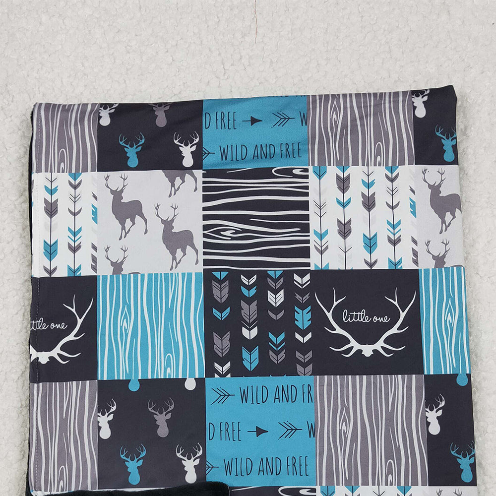 10.10 RTS NO MOQ （In stock）BL0074 Baby Kids Deer Hunting Checked Western Blankets