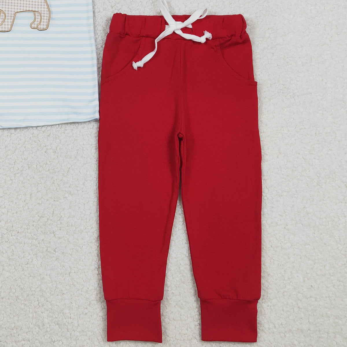 12.2 RTS NO MOQ （In stock）BSPO0613 Embroidery Dog Baseballs Baby Boys Stripe Top Pockets Pants Team Clothes Sets