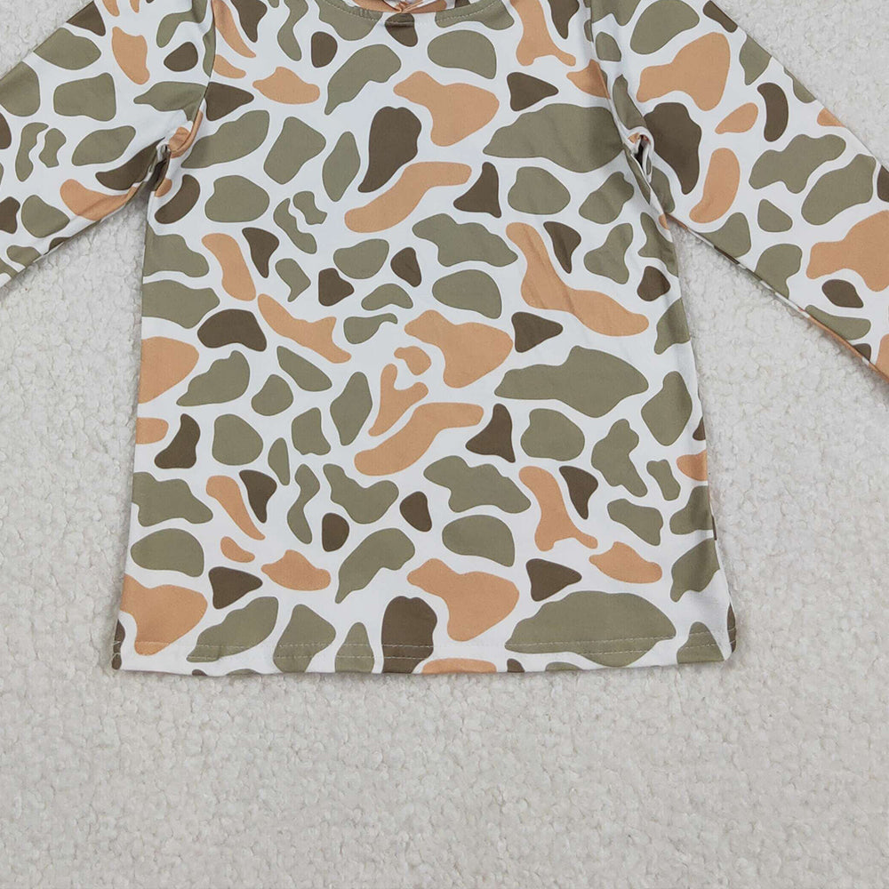 RTS NO MOQ （In stock）BT1313 Baby Boys Long Sleeve Tops Camouflage Hoodie Southern Green Khaki Hooded Tops f