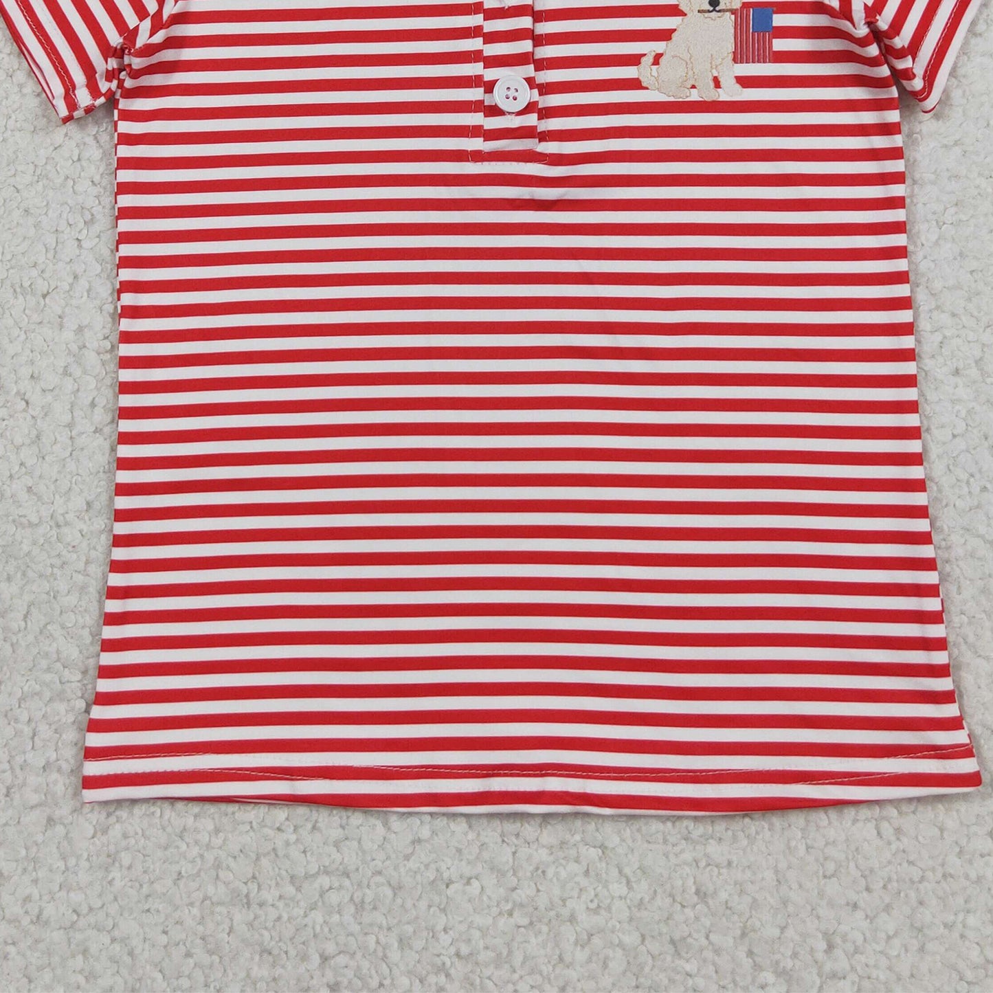 BT1619 RTS NO MOQ （In stock）Short sleeves red stripe dog flag boys 4th of july polo shirt