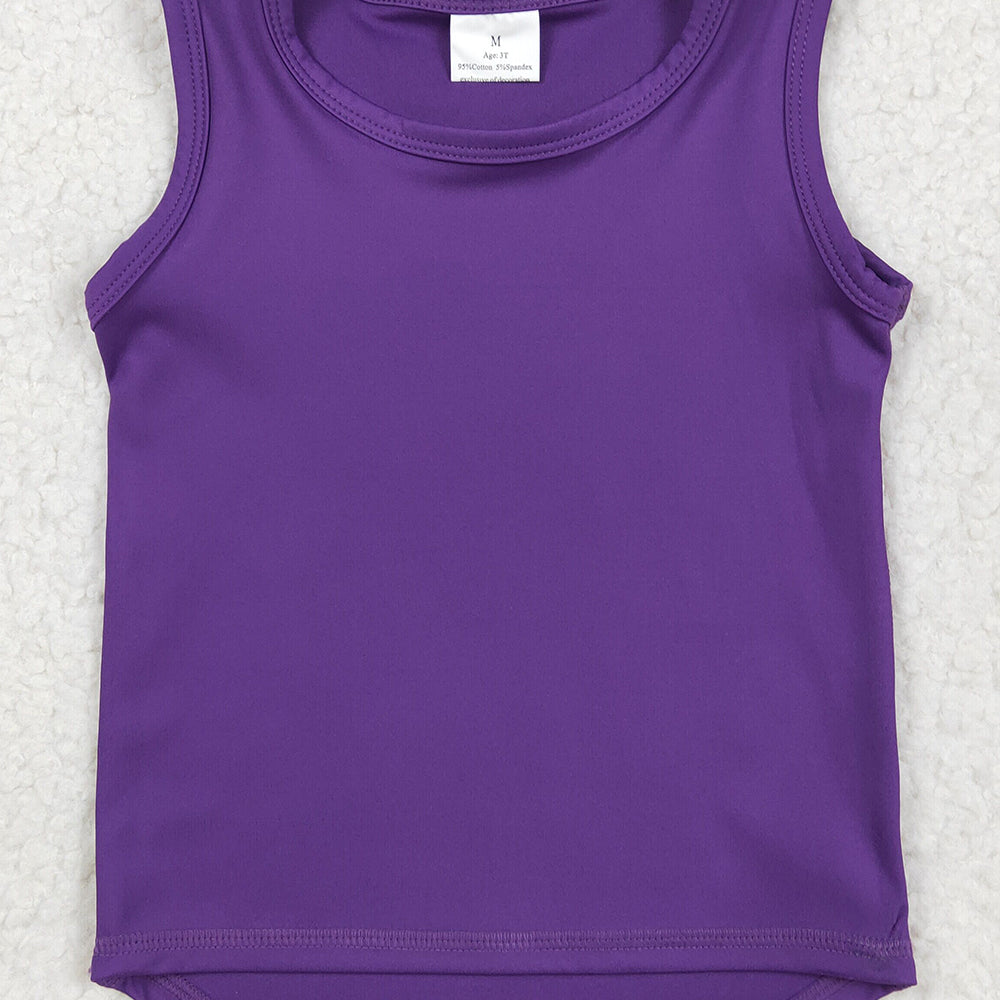 6.26    GT0996 RTS NO MOQ Baby Girls Summer Yoga Tank Top toddler girl clothes yoga purple Sleeveless vest Top