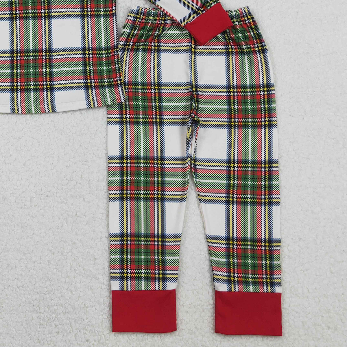 11.4 RTS NO MOQ （In stock）BLP1279 Baby Boys Winter Outfits Baby Boys Green Red Checked Top Pants Christmas Pajamas Sets