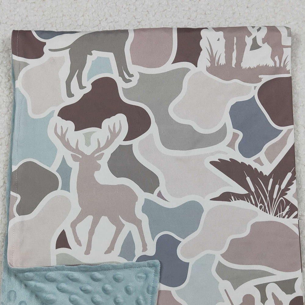 RTS NO MOQ （In stock）BL0212 Baby Blankets Gray Deer Ducks Camo Western Hunting Blankets