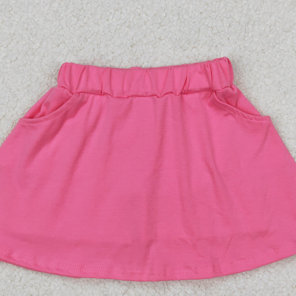 4.14 GLK0066 RTS NO MOQ Pink cotton pocket kids girls summer skirt