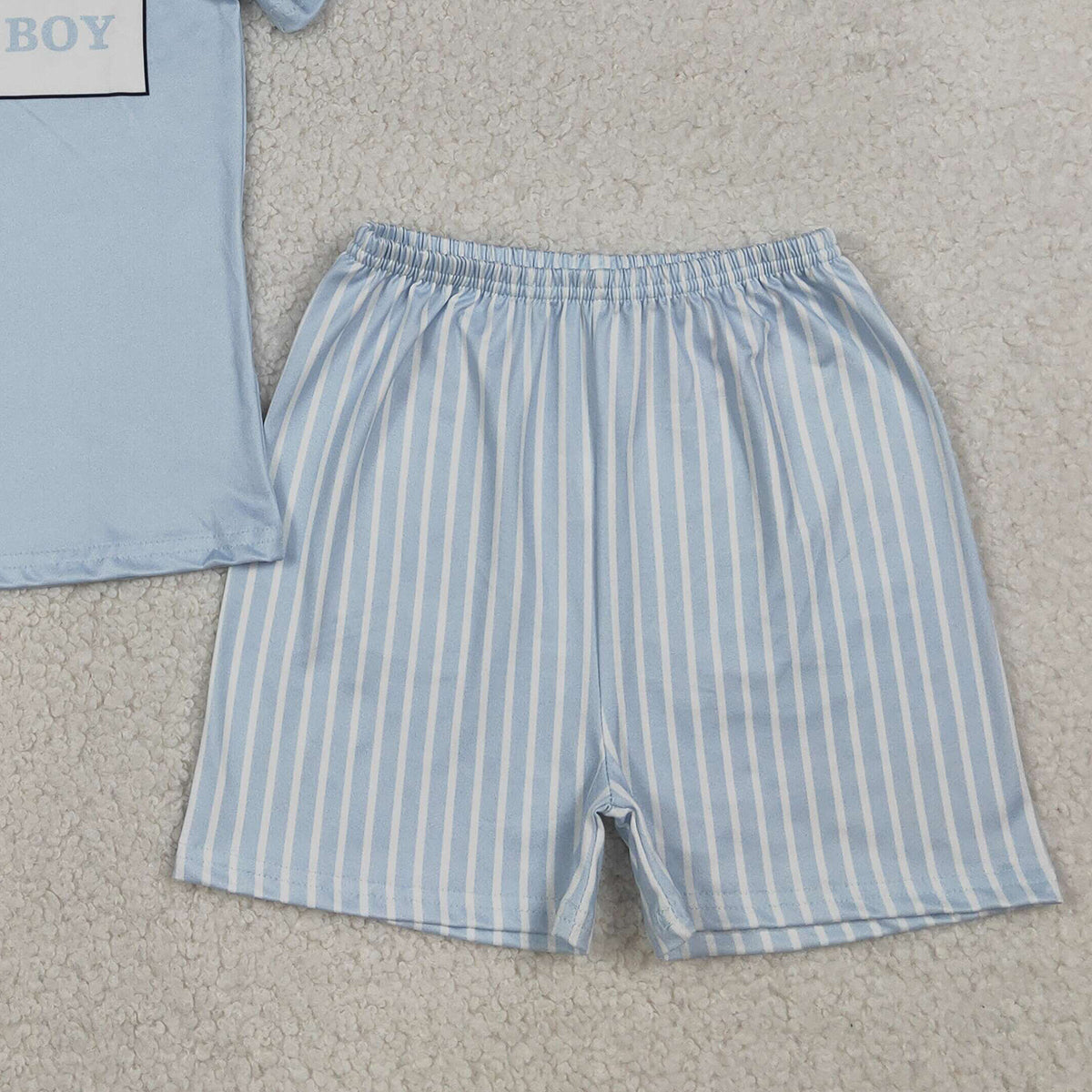 3.31 RTS NO MOQ （In stock）BSSO1876 Short sleeves mama's boy top stripe shorts kids outfits