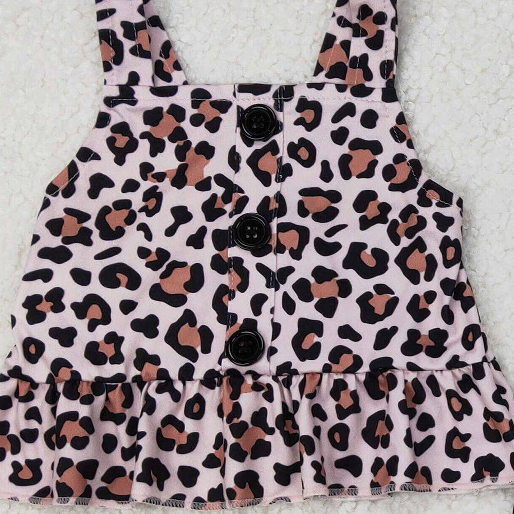 5.19  GSSO2053  RTS NO MOQ Straps leopard peplum shorts girls summer outfits