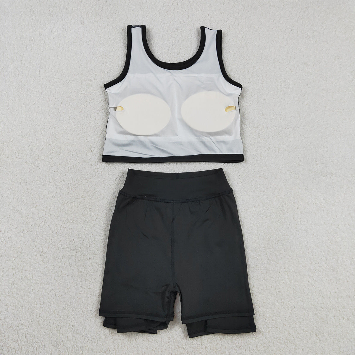 3.16 RTS NO MOQ （In stock）GSD1982 Baby Girls Summer Sleeveless Black Top Yoga Sports Skorts Clothes Sets
