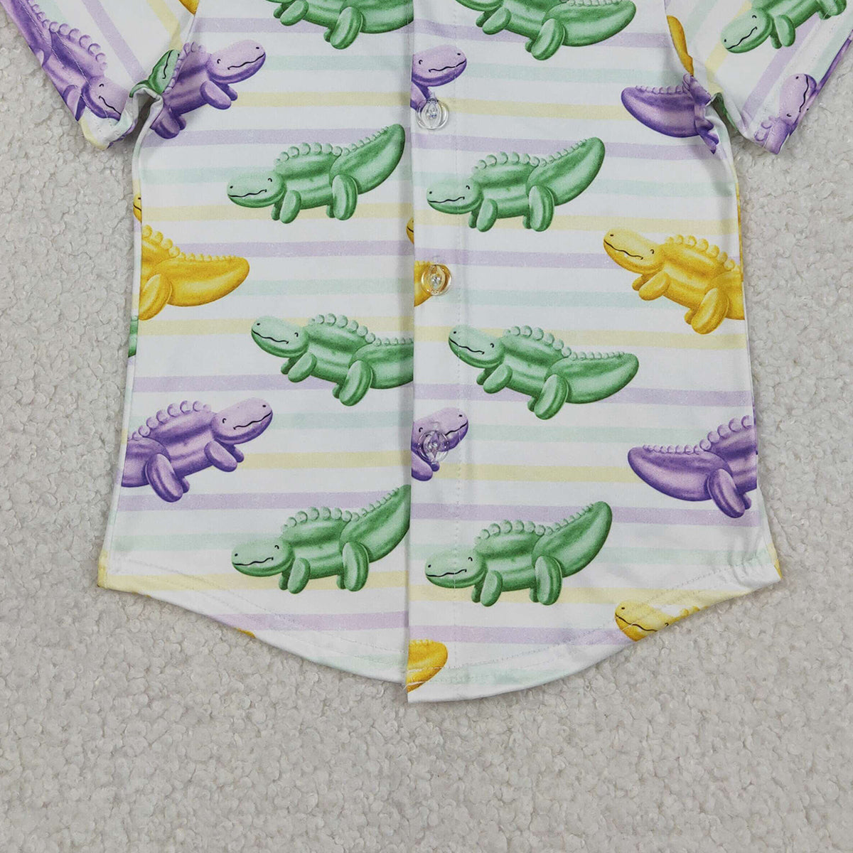 1.8 RTS NO MOQ （In stock）BT1393 Baby Boys Mardigras Stripe Crocodiles Button Shirts Top