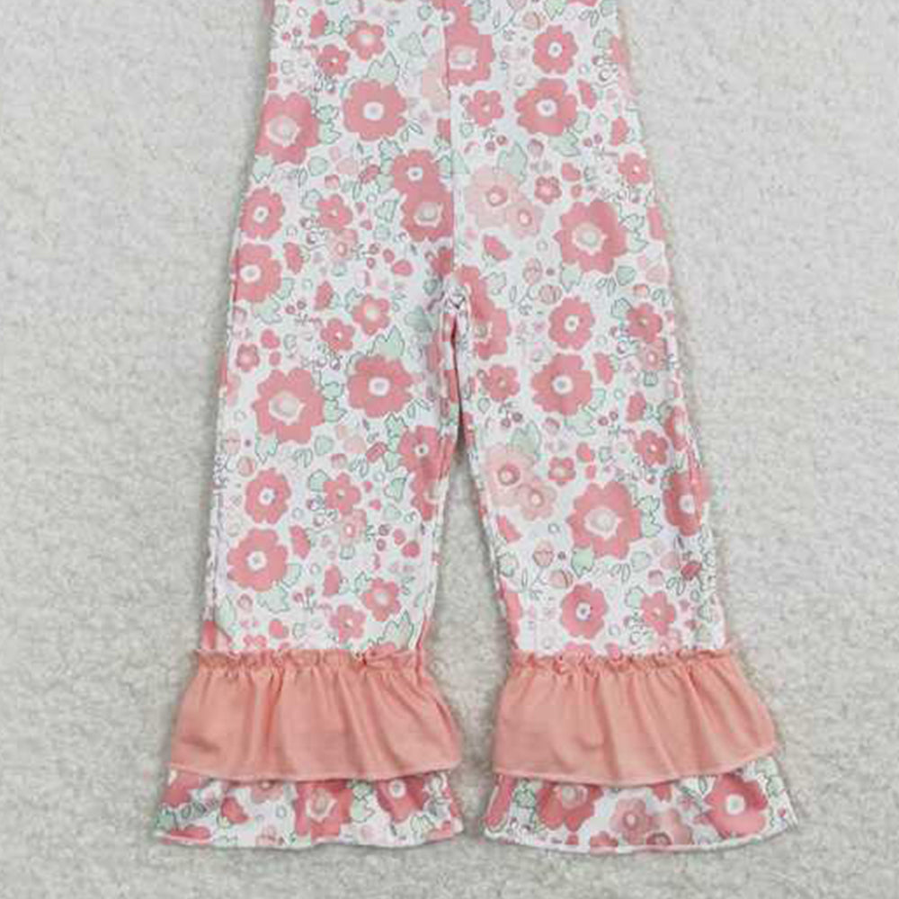 6.07   SR0963 New Rts No Moq 8-9 Days By Air Arrived it Sleeveless pink flower baby girls jumpsuit