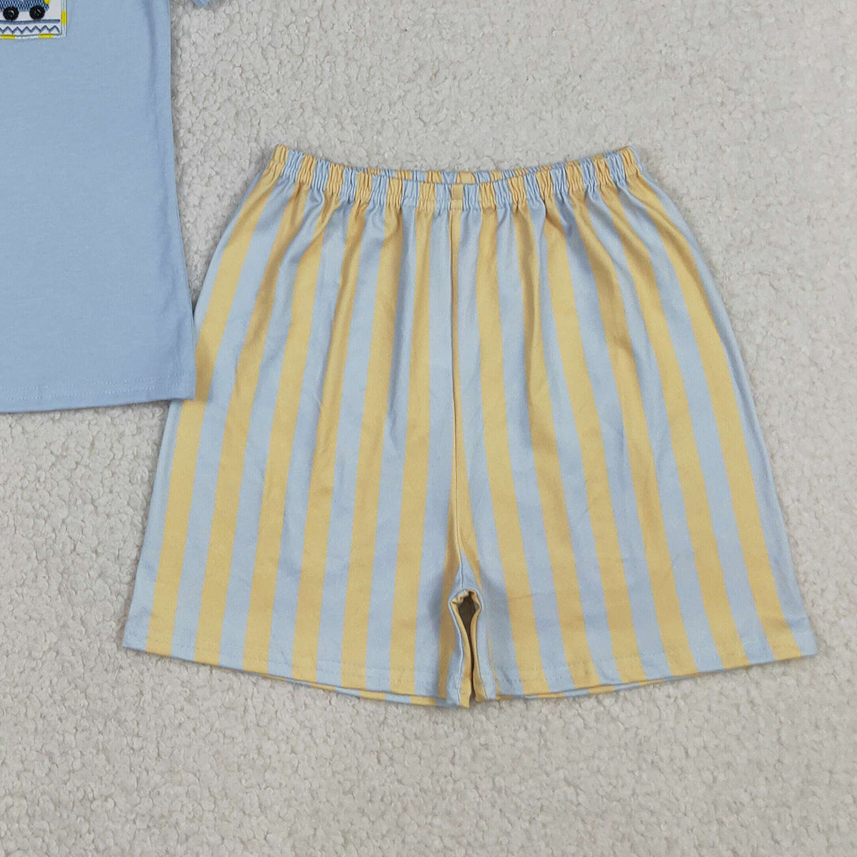 4.5 BSSO0617 RTS NO MOQ （In stock ）Short sleeves cars top stripe shorts boys clothes