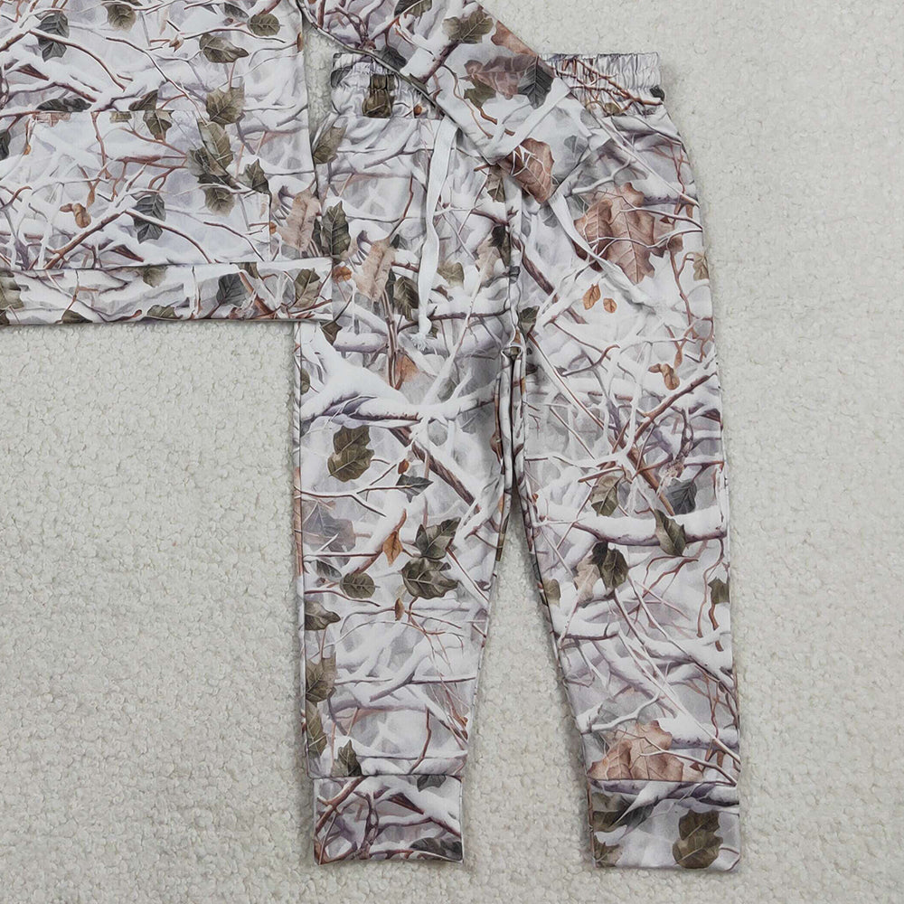1.28 RTS NO MOQ （In stock）BLP1400 Baby Boys Southern Leaves Camo Pockets Hoodie Jogger Clothes Sets