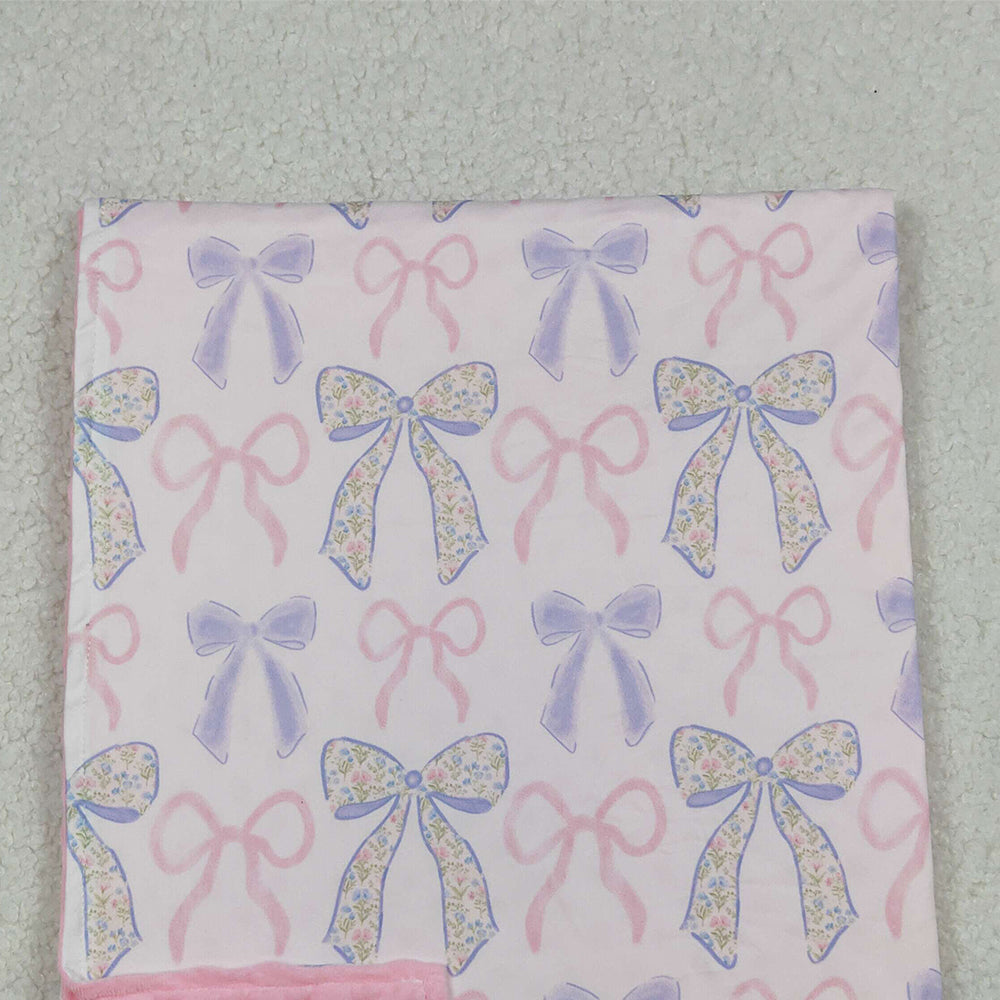RTS NO MOQ （In stock）BL0191 Baby Blankets Colorful bow pink polka dots baby girls blankets
