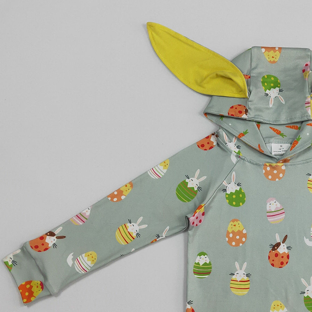 BT1136Easter Bunny Hoodie Long Sleeve Ear Bunny Kids Baby Clothes Cartoon Print Comfortable Soft Polyester Spring Autumn Wear