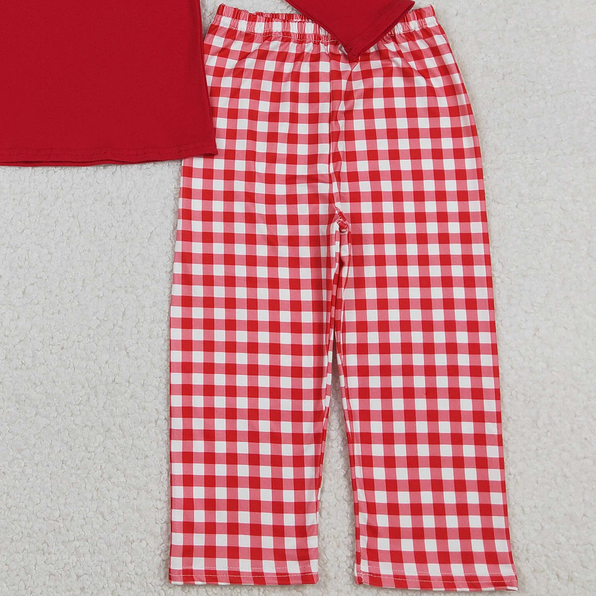 1.9 RTS NO MOQ （In stock）BLP1397 Embroidery Heart Dogs Baby Boys Checked Pants Valentines Clothes Sets