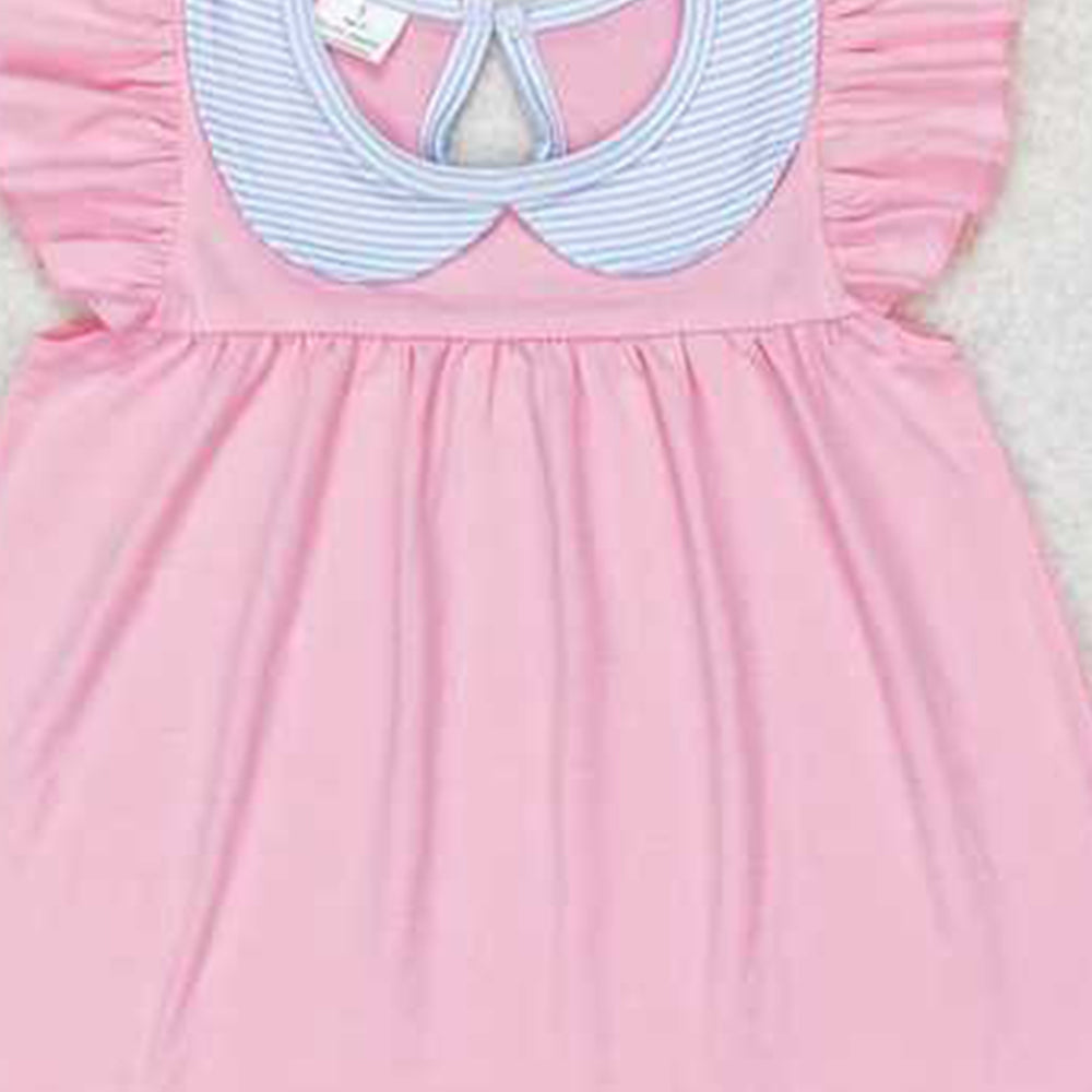 GSSO1064 New Rts No Moq 8-9 Days By Air Arrived it Pink flutter sleeves tunic stripe shorts girls summer outfits