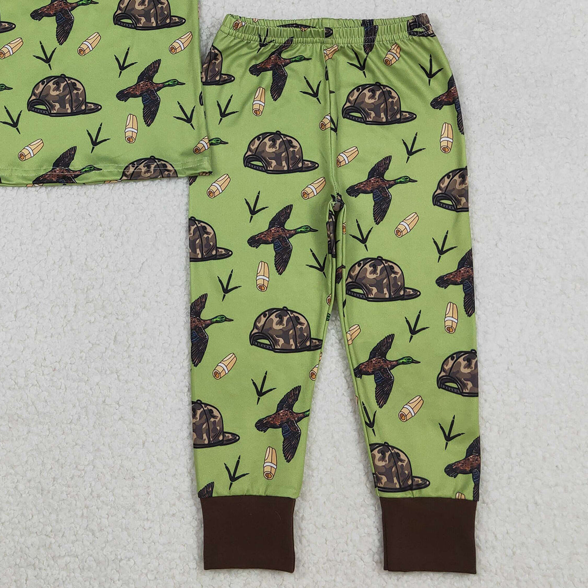 12.12 RTS NO MOQ （In stock）BSPO0636 Baby Boys Ducks Calls Camo Hats Top Pants Hunting Pajamas Sets