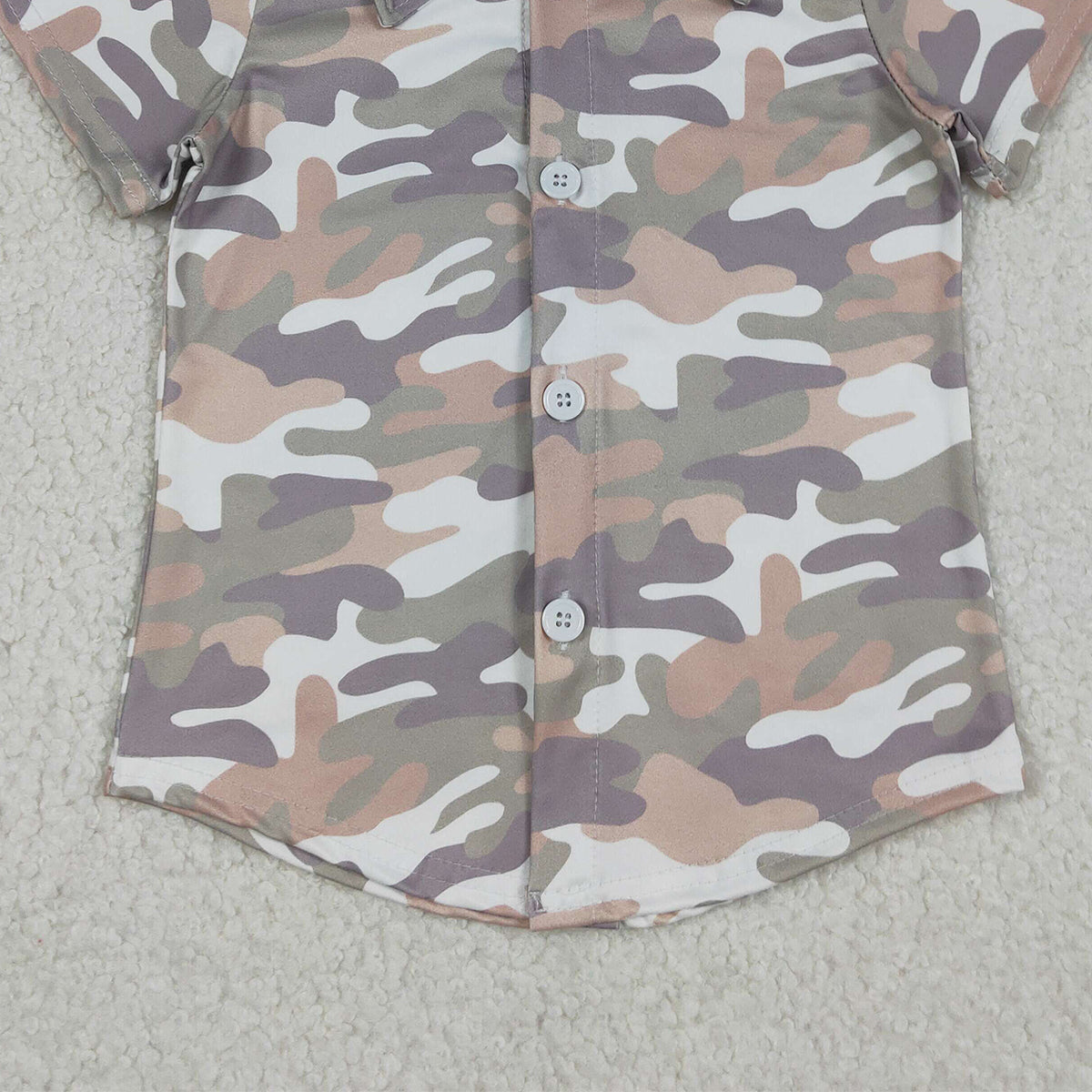 12.20 RTS NO MOQ （In stock）BT1565 Baby Boys Southern Grey Camo Button Shirts Top