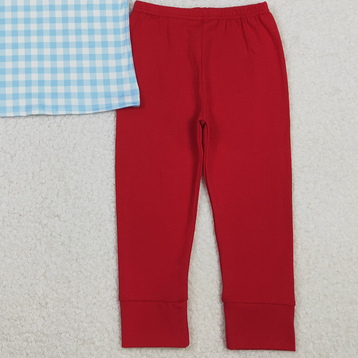 11.6 RTS NO MOQ （In stock）BSPO0602 Embroidery Anchors Crayfishes Baby Boys Checked Leggings Mardigras Clothes Sets