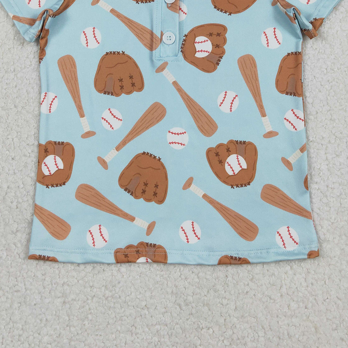 12.24 RTS NO MOQ （In stock）BT1579 Baby Boys Baseballs Team Button Polo Shirts Top