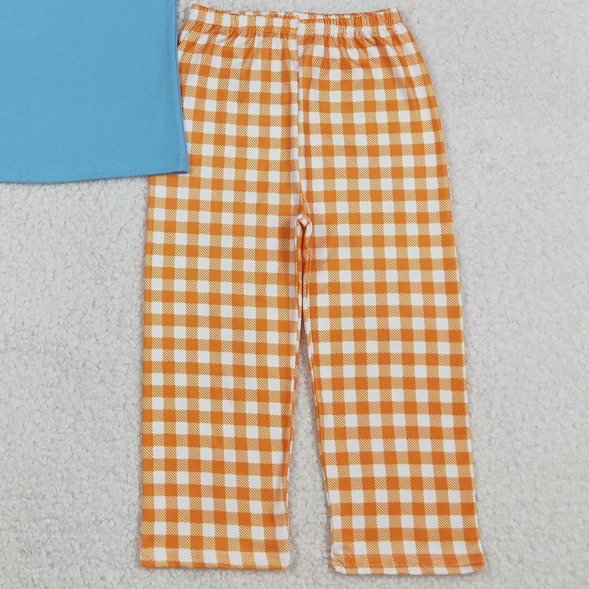 12.12 RTS NO MOQ （In stock）BSPO0619 Embroidery I Love Basketball Baby Boys Top Checked Pants Team Clothes Sets
