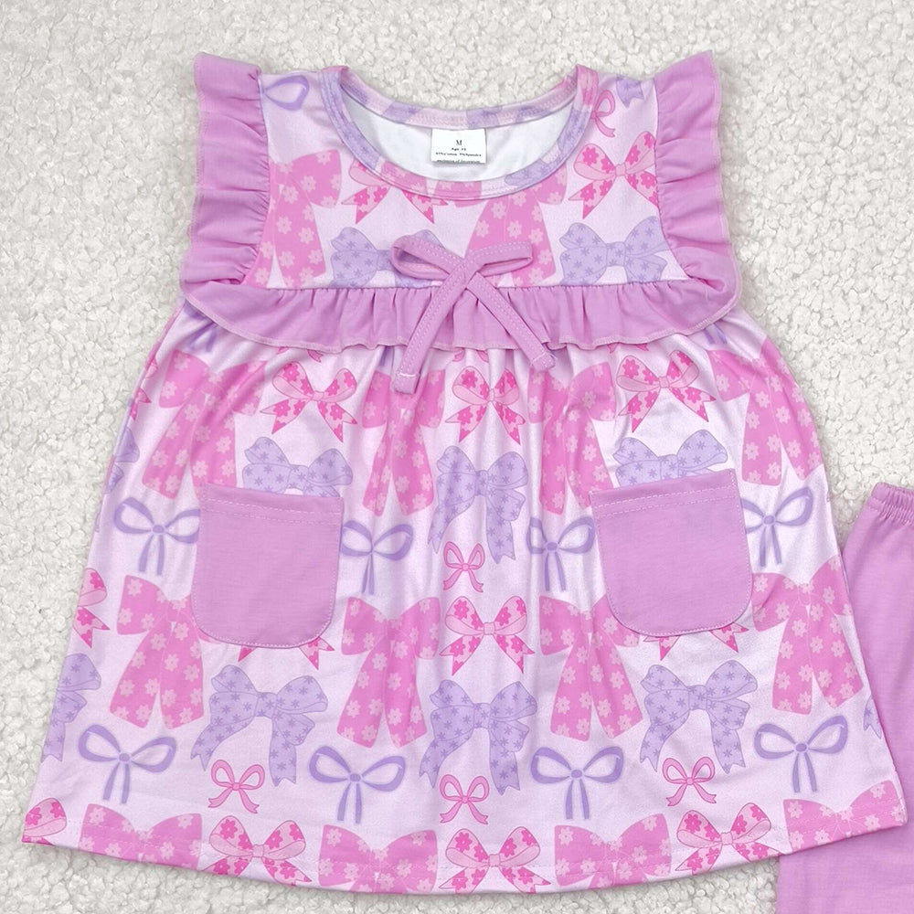 7.17   GSSO2462RTS NO MOQ Baby Girls Summer Outfits baby girl clothes bow sleeveless shorts set