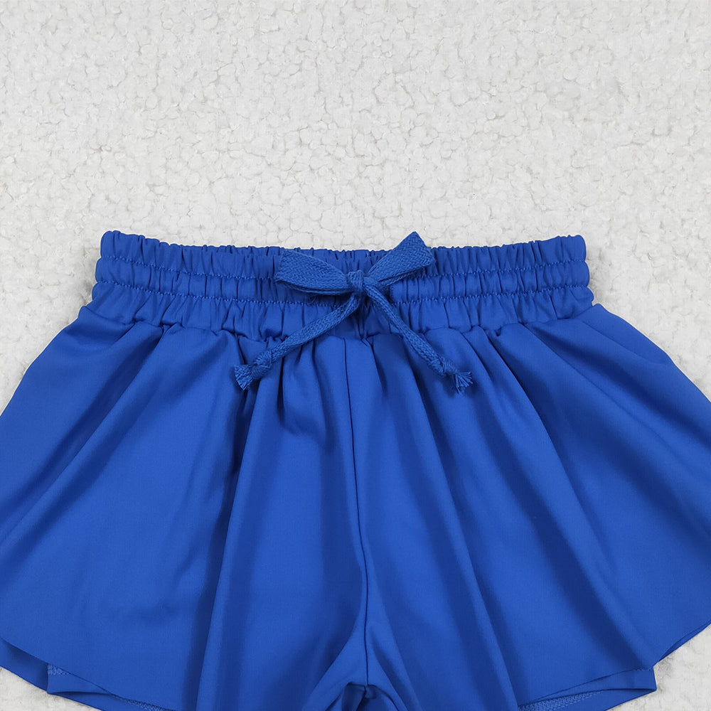8.15 SS0552RTS NO MOQ Baby Girls Summer Yoga Shorts Baby Girls Hot Blue Skort Shorts Bottoms