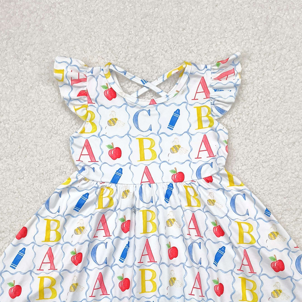 6.20 GSD2258 RTS NO MOQ Baby Girls Summer Dress baby girl clothes back to school flying sleeve dress