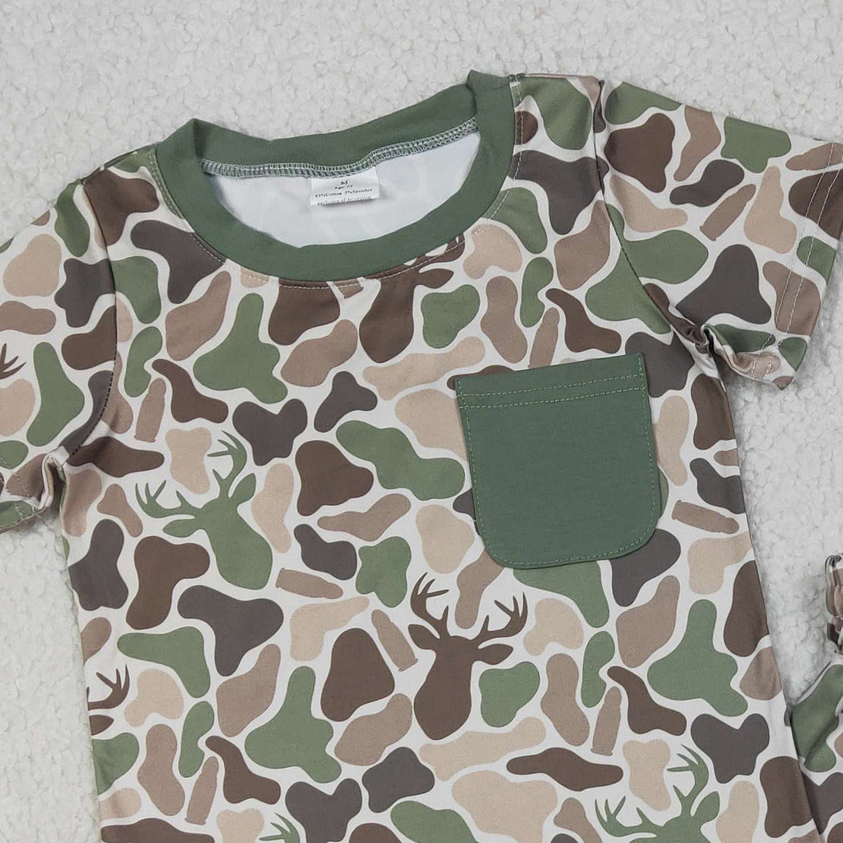 4.1 RTS NO MOQ （In stock）BSSO1792 Short sleeves pocket deer camo top shorts boys outfits