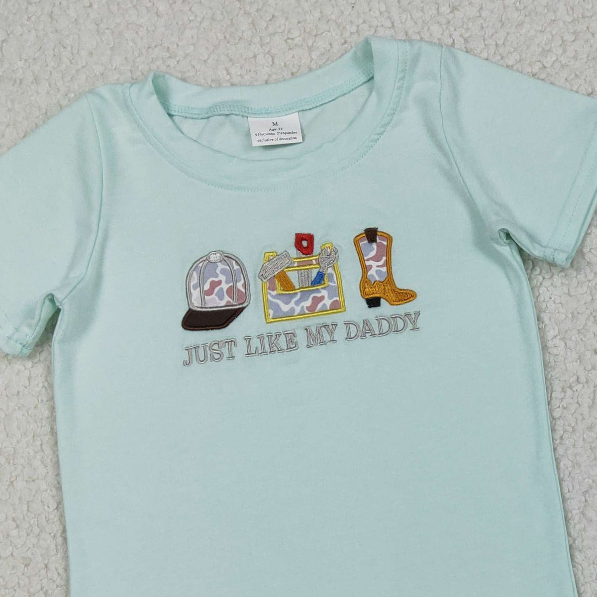 1.21 RTS NO MOQ （In stock）BSSO1710 Embroidery Just Like My Daddy Baby Boys Top Camo Pockets Shorts Clothes Sets