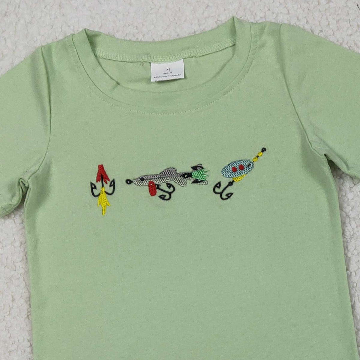 12.15 RTS NO MOQ （In stock）BSSO1621 Embroidery Fishing Baby Boys Top Checked Pockets Shorts Hunting Clothes Sets