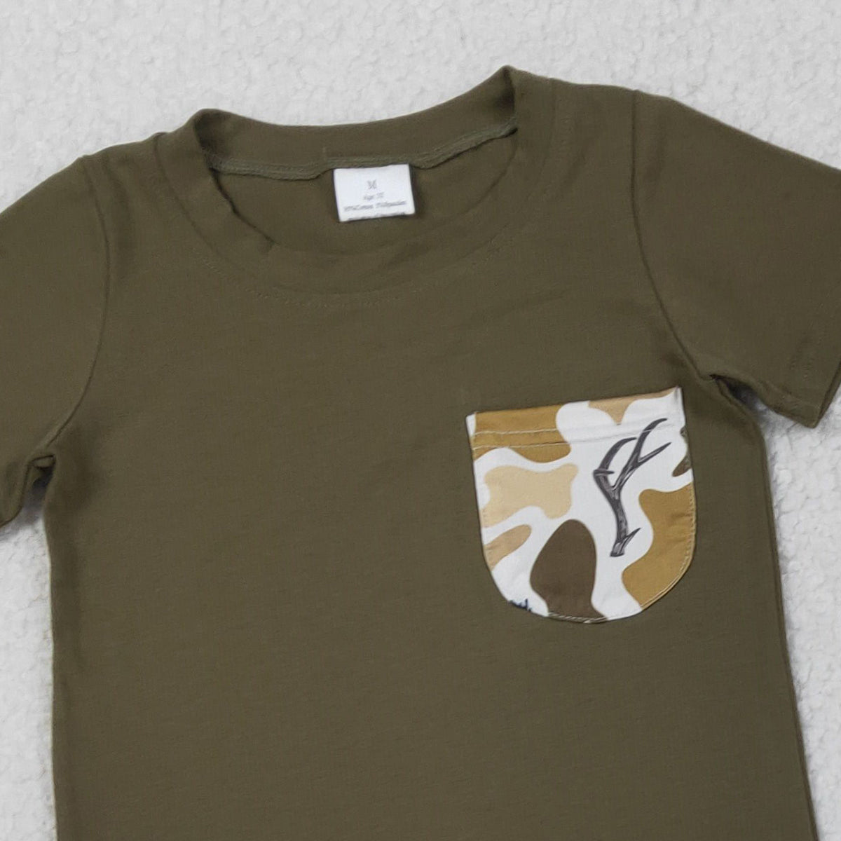 1.24 RTS NO MOQ （In stock）BSSO1845 Baby Boys Shirts Top Deer Camo Pockets Shorts Hunting Clothes Sets