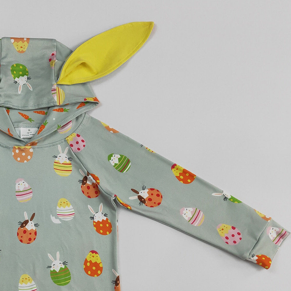 BT1136Easter Bunny Hoodie Long Sleeve Ear Bunny Kids Baby Clothes Cartoon Print Comfortable Soft Polyester Spring Autumn Wear