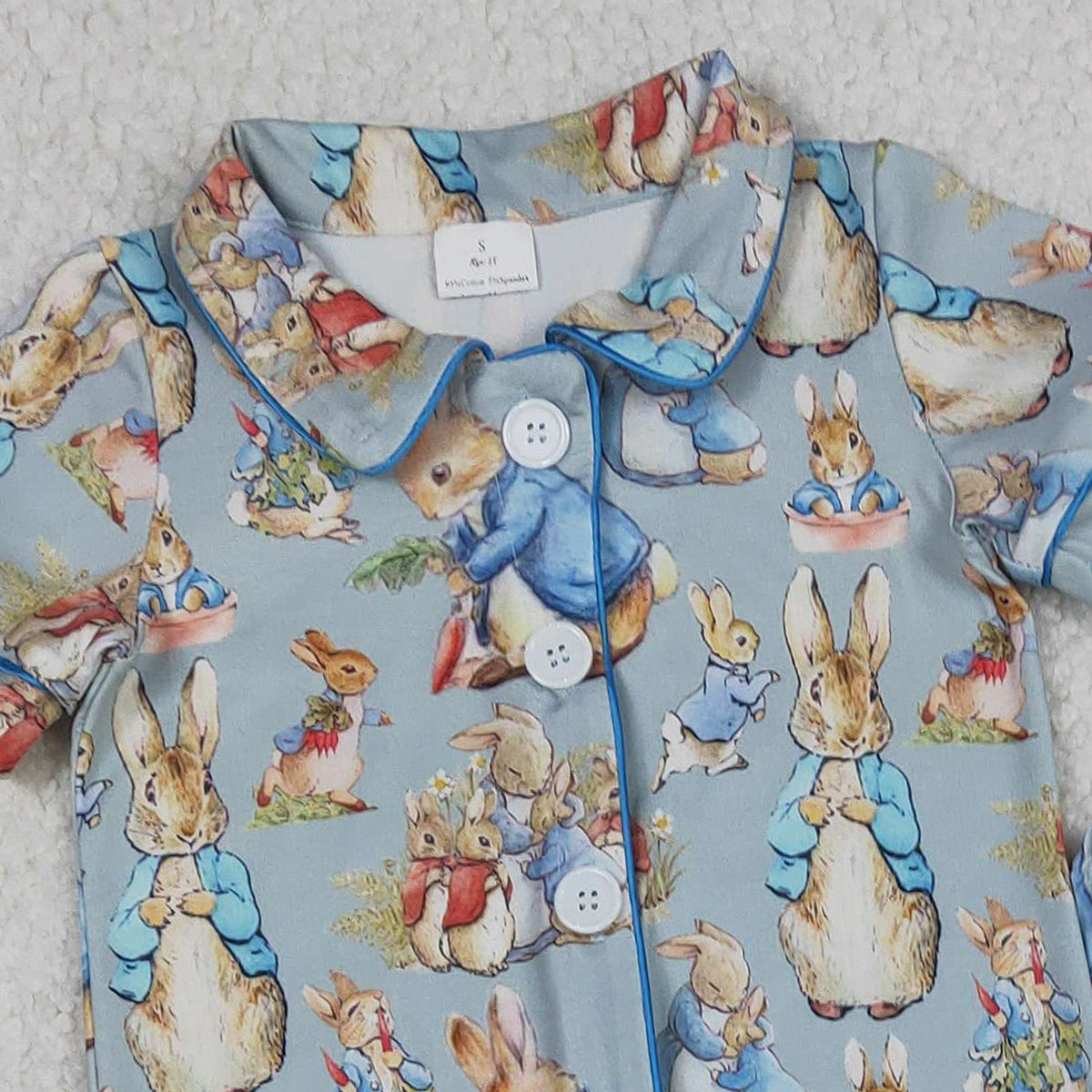 12.3 RTS NO MOQ （In stock）GSPO2097 Baby Girls Carrots Rabbits Button Top Ruffle Pants Easter Pajamas Sets