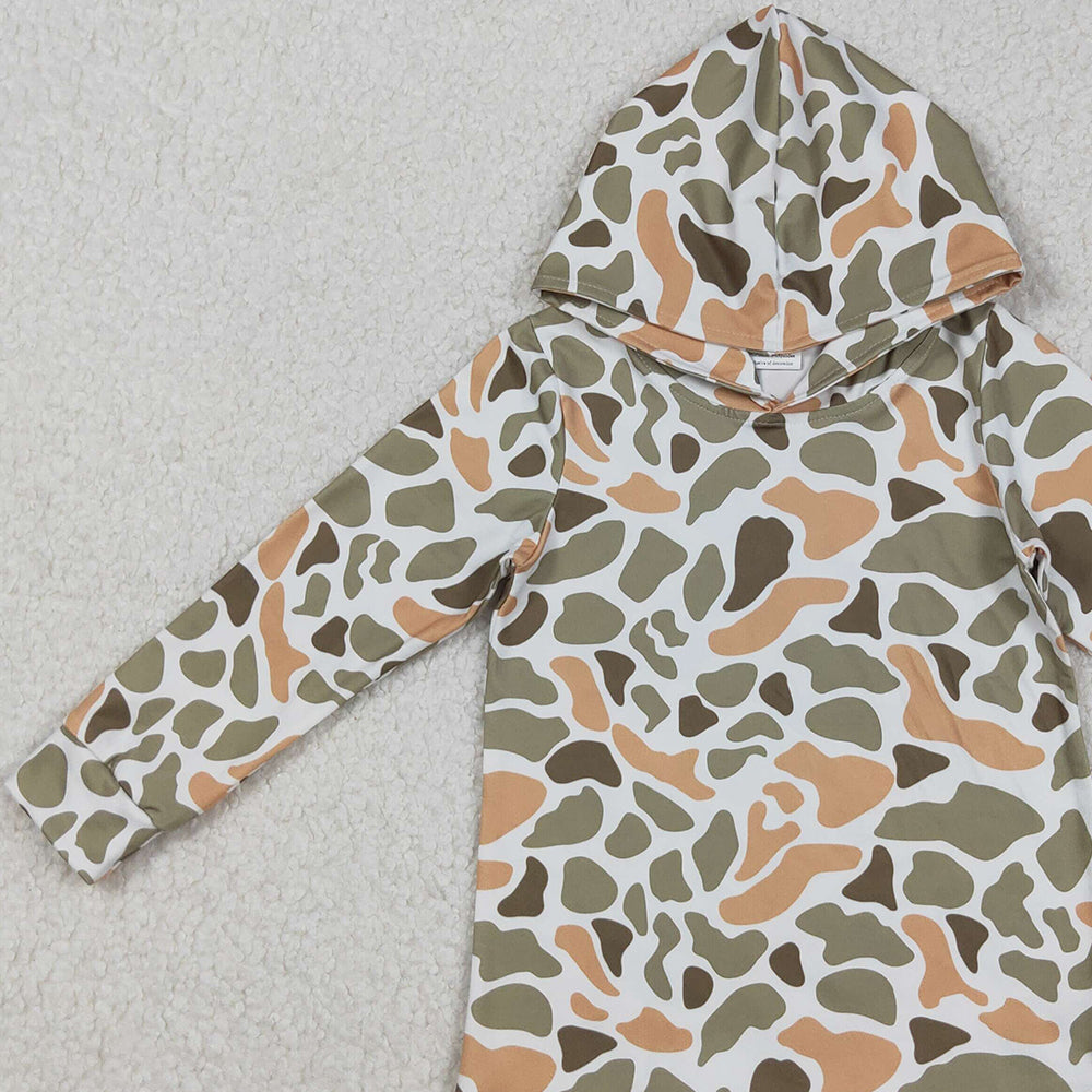 RTS NO MOQ （In stock）BT1313 Baby Boys Long Sleeve Tops Camouflage Hoodie Southern Green Khaki Hooded Tops f