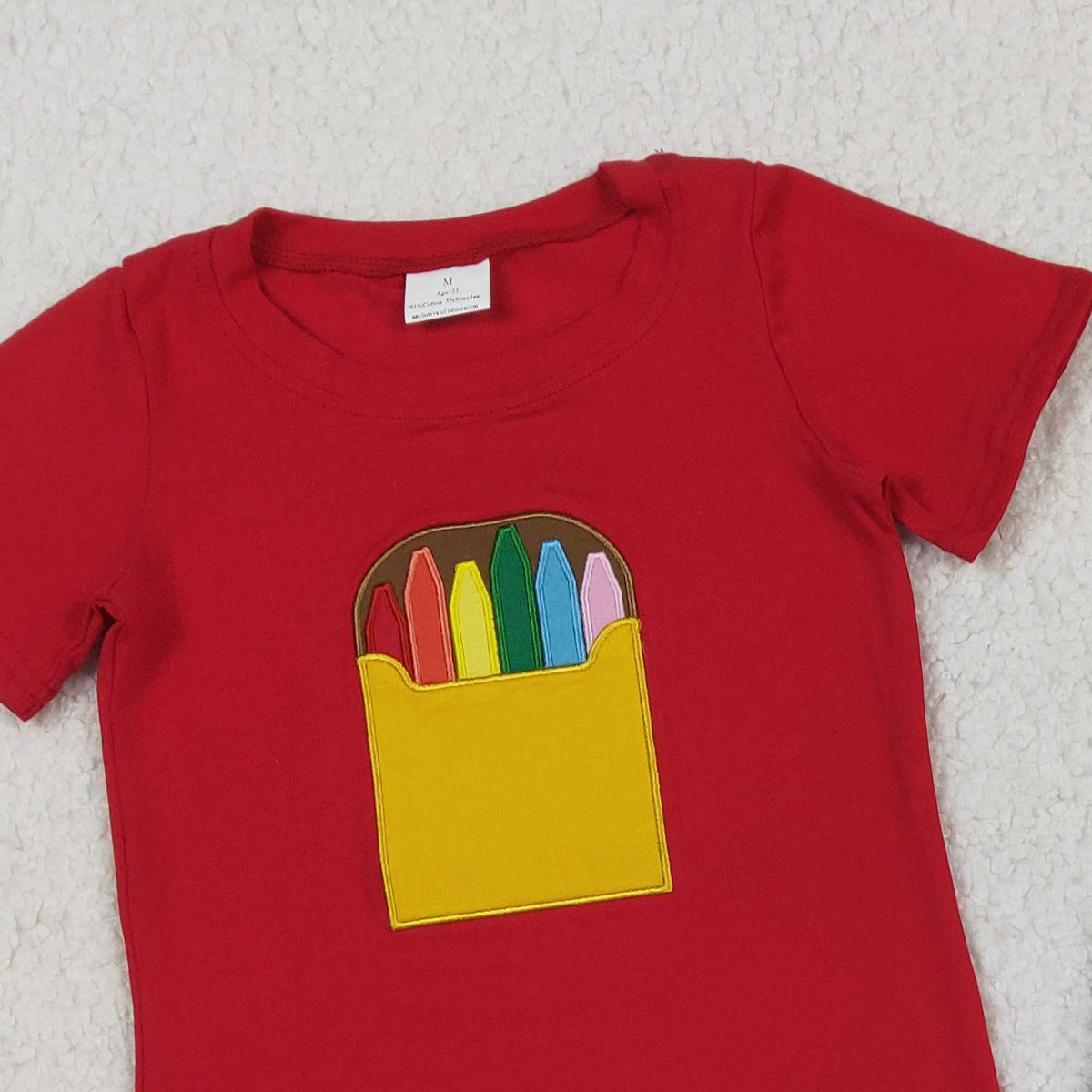 3.10 RTS NO MOQ （In stock）BSSO1819 Children's Fashion Set Baby Boys Back to School Embroidery Pencils Checked Pockets Short Clothes Sets