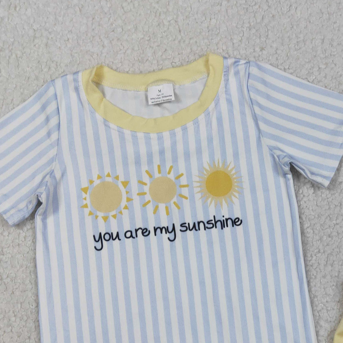 2.4 RTS NO MOQ （In stock）BSSO1734 Baby Boys Stripe You are My Sunshine Top Pockets Shorts Clothes Sets