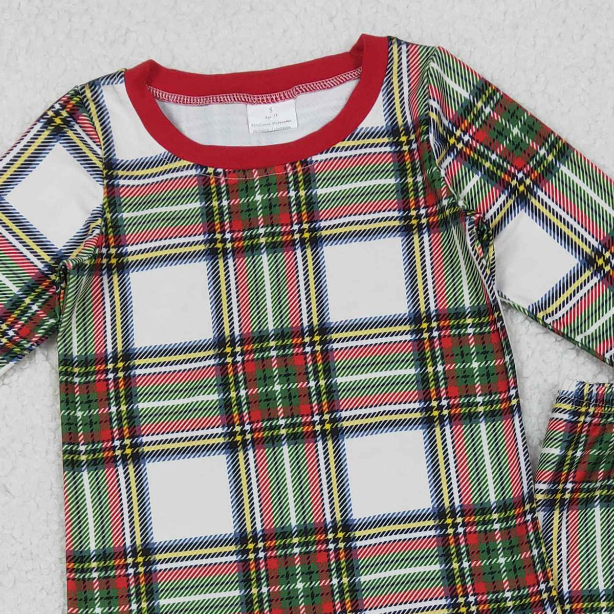 11.4 RTS NO MOQ （In stock）BLP1279 Baby Boys Winter Outfits Baby Boys Green Red Checked Top Pants Christmas Pajamas Sets