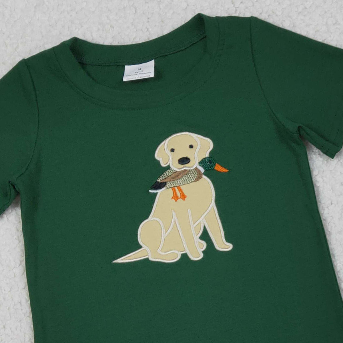 1.22 RTS NO MOQ （In stock）BSSO1636 Embroidery Duck Dogs Baby Boys Top Checked Pockets Shorts Hunting Clothes Sets