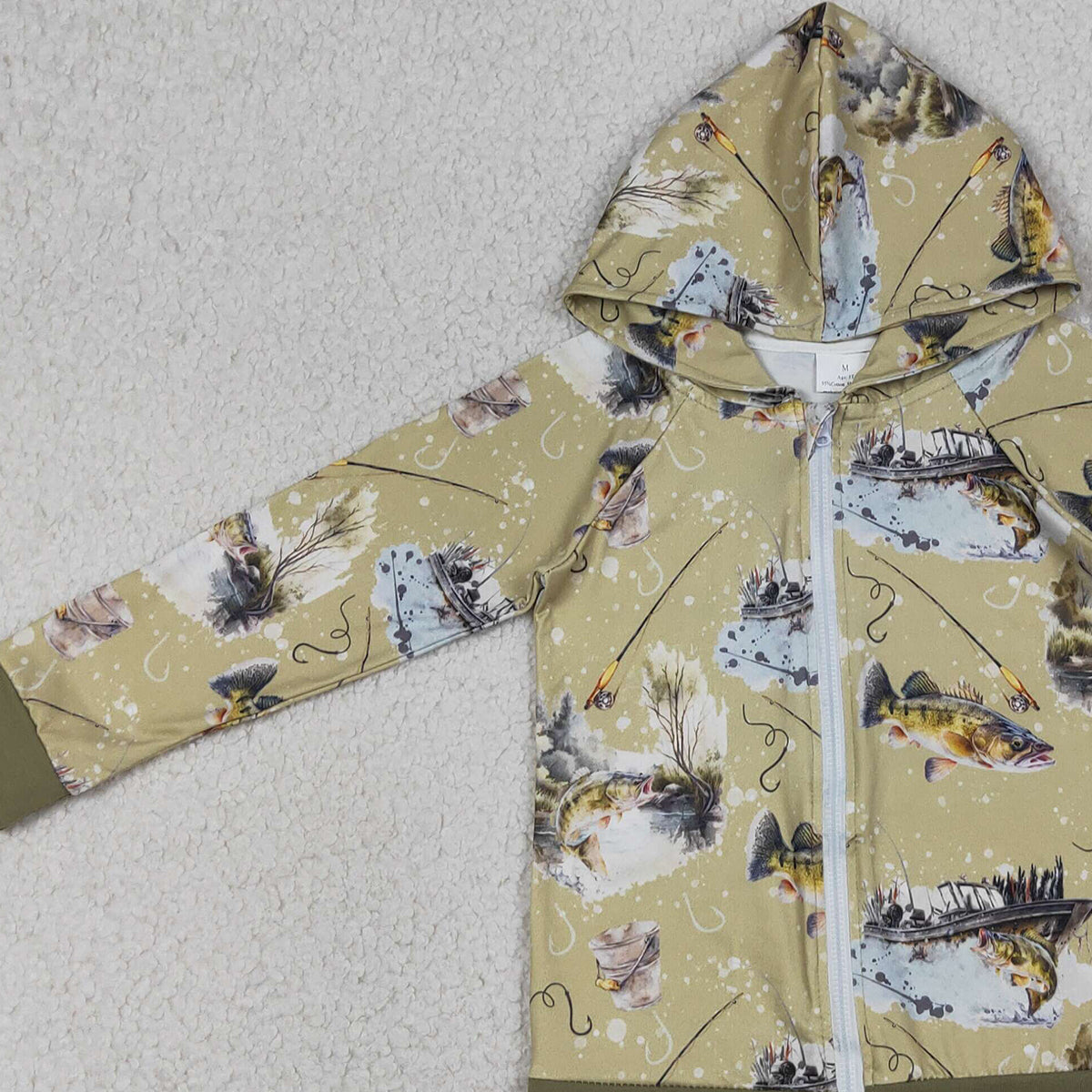 4.3 BT0346 RTS NO MOQ （In stock ）Just a boy who loves to fish baby kids hooded jacket