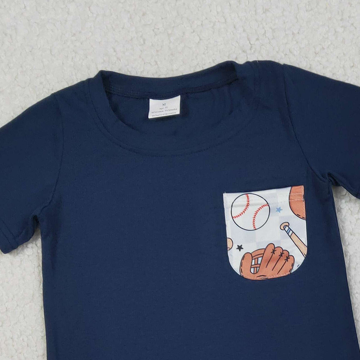 1.16 RTS NO MOQ （In stock）BSSO1669 Baby Boys Navy Shirts Top Baseballs Pockets Shorts Team Clothes Sets