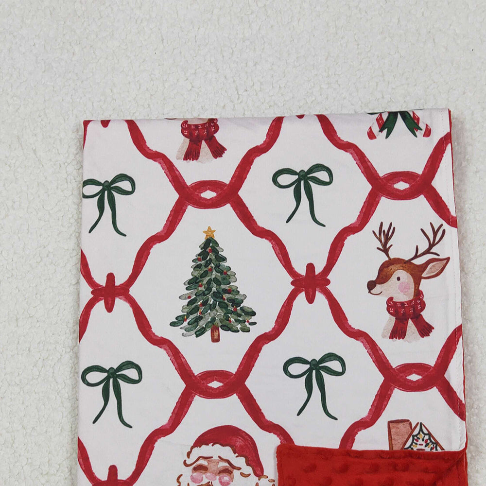 RTS NO MOQ （In stock）BL0219 Baby Blankets Deer Santa Candy Cane Christmas Blankets