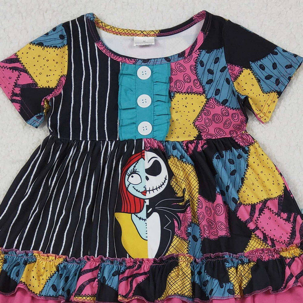 RTS NO MOQ （In stock）GSPO2056 Baby Girl Autumn Outfits Cartoon Ghost Tunic Stripes Leggings Halloween Sets