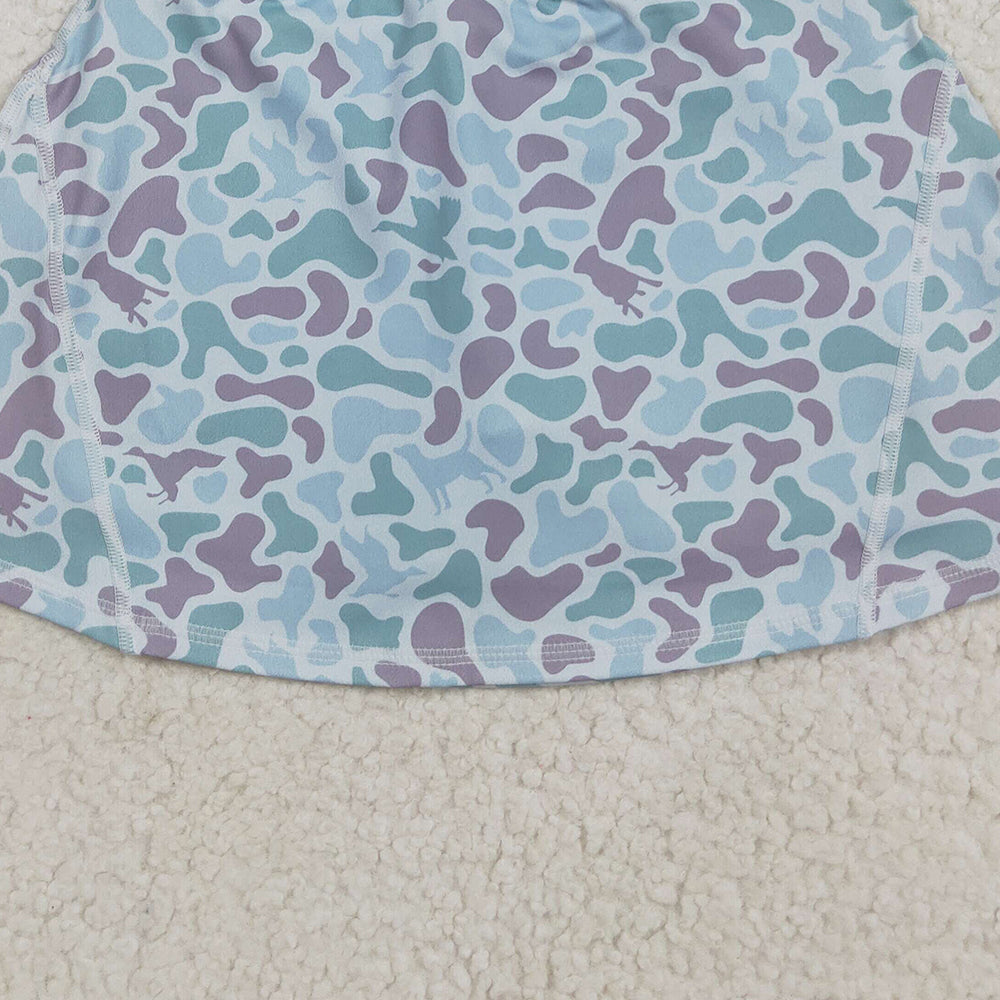 8.21 RTS NO MOQ （In stock）GLK0128 Baby Girls Yoga Skirt Baby Girls Western Green Camo Yoga Active Skorts Bottom