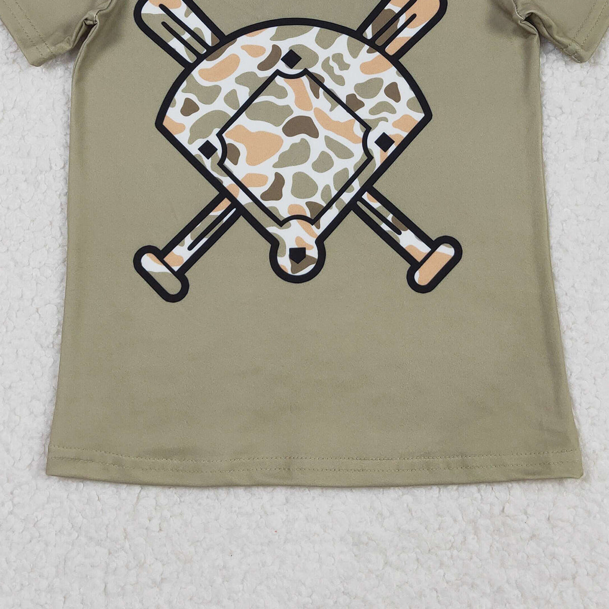 11.19 RTS NO MOQ （In stock）BT1423 Baby Boys Short Sleeve Green Orange Camo Baseballs Team T-shirts Top