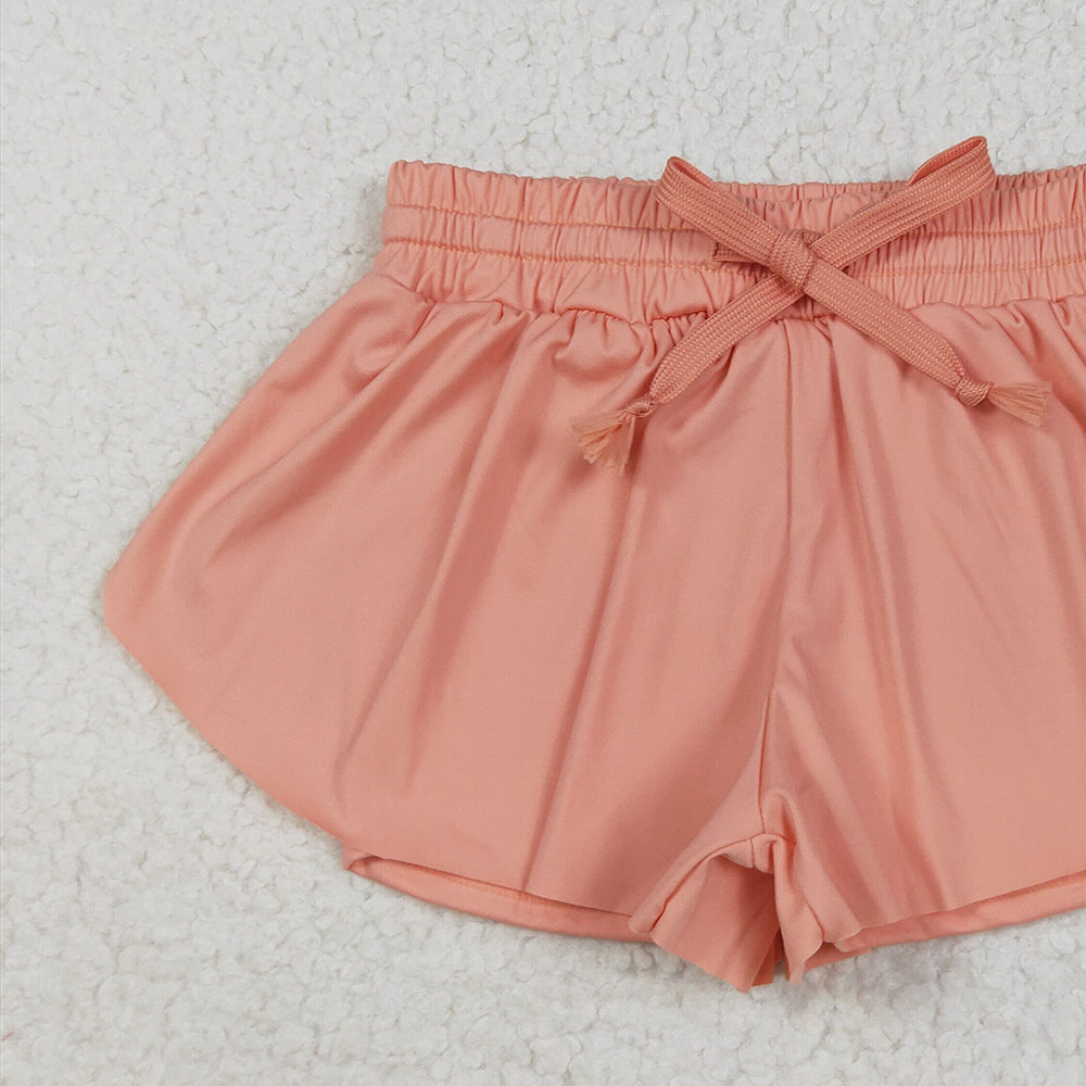 7.10  SS0547 RTS NO MOQ Baby Girls Summer Yoga Shorts Baby Girls Peach Skort Shorts Bottoms