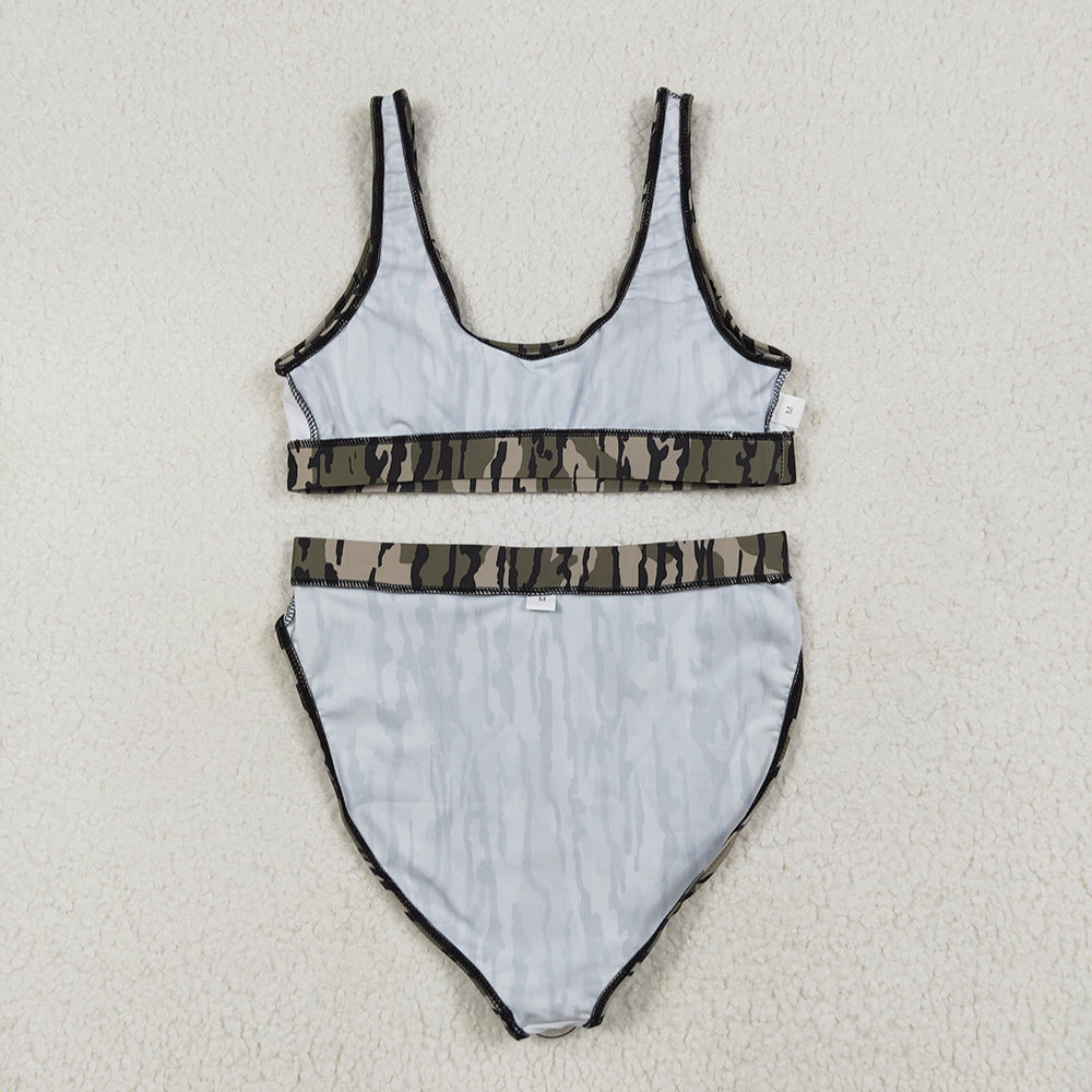 USA Shop (in stock)S0563+S0564 RTS NO MOQ Adult Women's Swimsuit Bottomland camo adult women summer swim top summer swim bottom sets