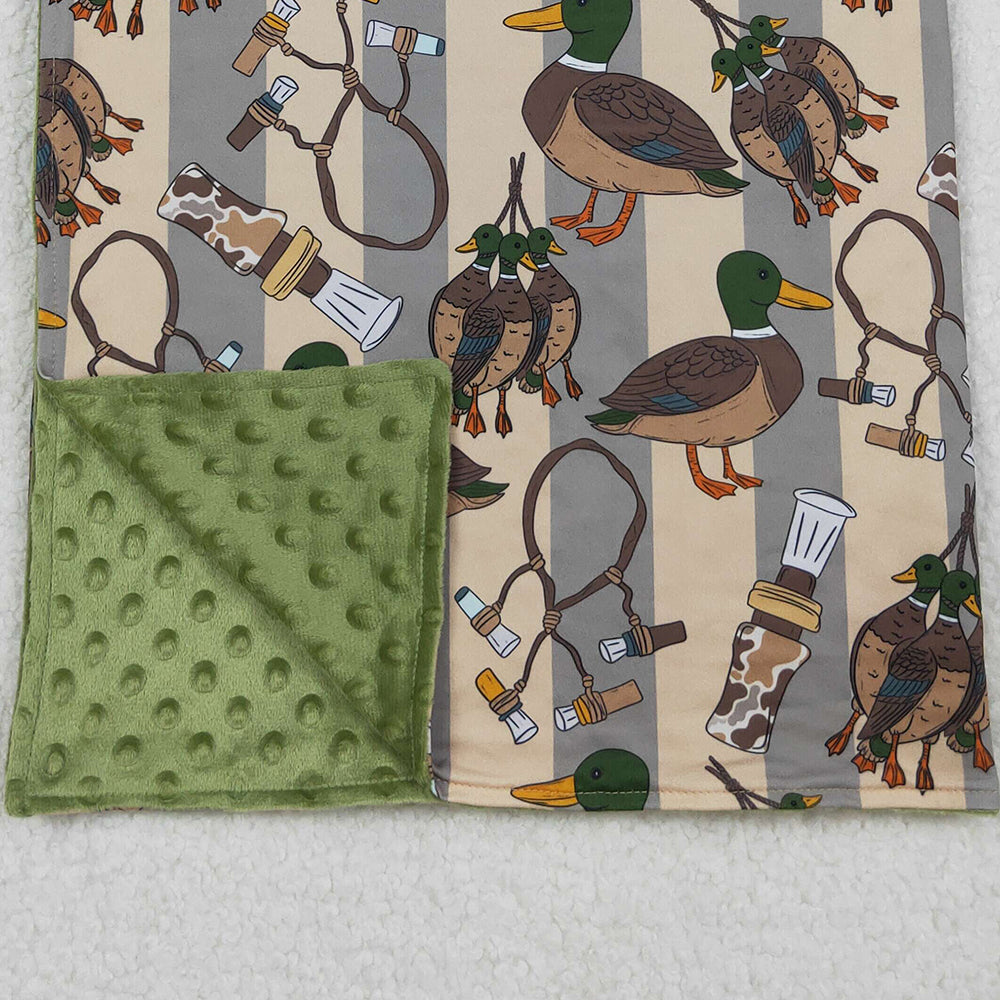 RTS NO MOQ （In stock）BL0211 Baby Blankets Green Ducks Calls Southern Hunting Minky Blankets