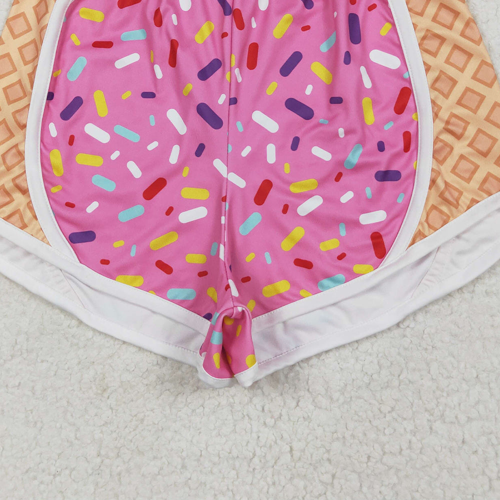 7.06 SS0574RTS NO MOQ Adult Women's Yoga Pants Adult Women Pink Ice-cream Drip Yoga Shorts Bottoms