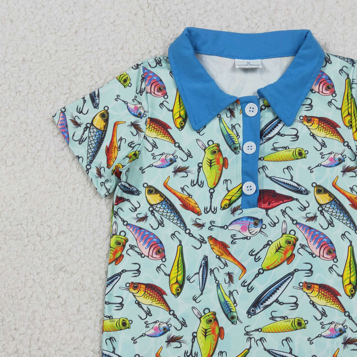 2.6 RTS NO MOQ （In stock）BT1661 Baby Boys Short Sleeve Fishing Hunting Button Polo Shirts Top