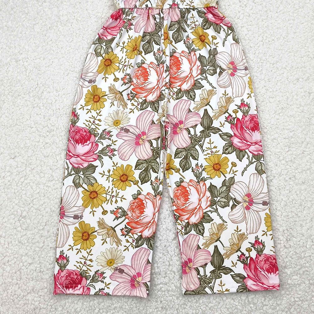 8.27  SR3053RTS NO MOQ Baby Girls Summer Jumpsuits baby girls clothes floral flying sleeve jumpsuit
